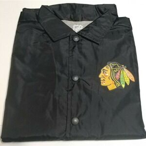 NHL Chicago Blackhawks Youth Windbreaker Jacket Black Snap Front  Size M